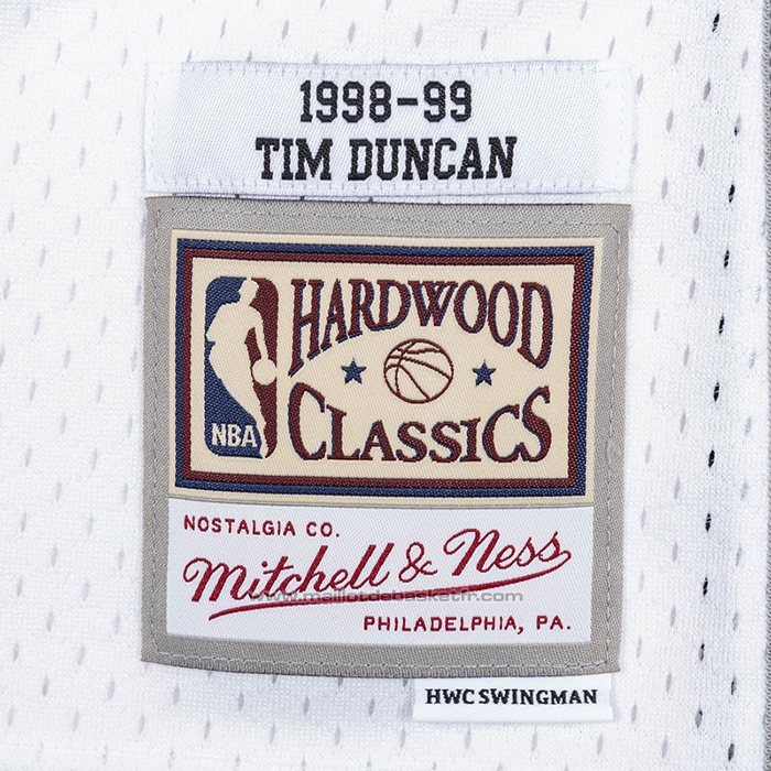 Maillot San Antonio Spurs Tim Duncan #21 Mitchell & Ness 1998-99 Blanc